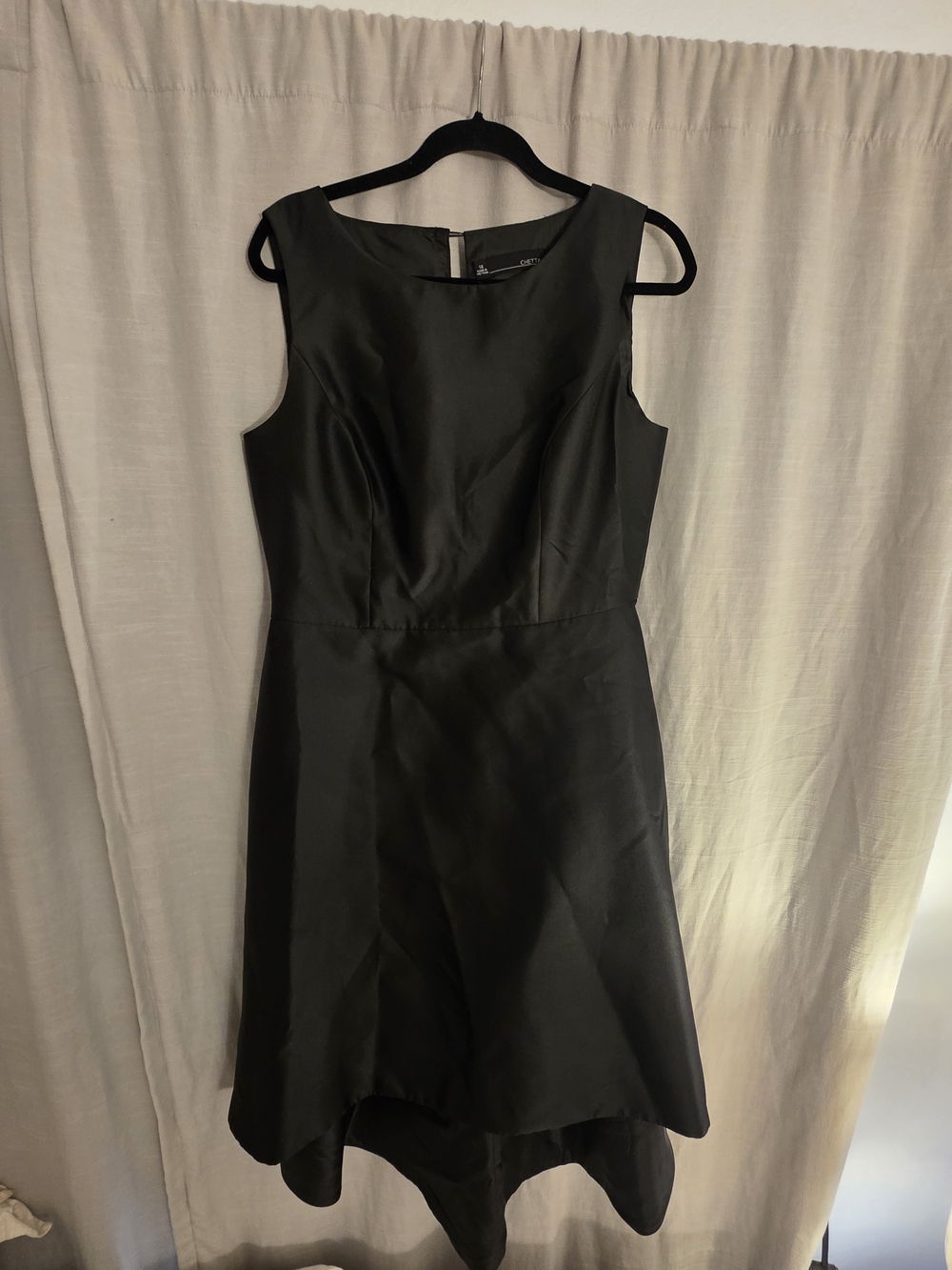 Chetta B Black Asymmetrical Hem Sleeveless Dress